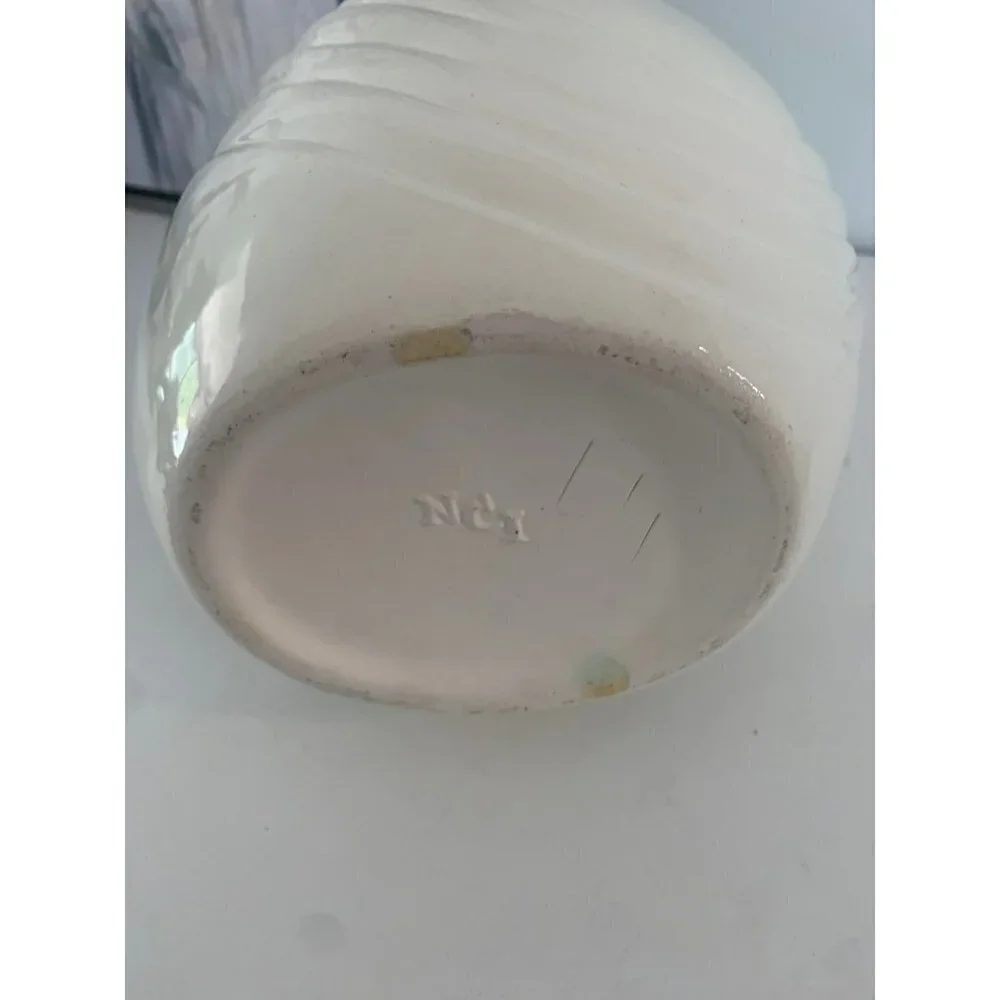 NCI Oval egg shape 1980s Off white Swelling Vase 12.5” MCM‎ vintage ceramic home